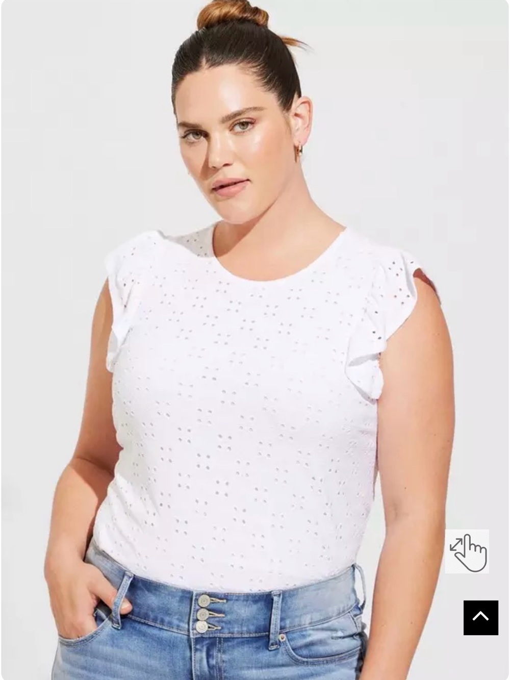 torrid White Eyelet Ruffle-Sleeve Tee